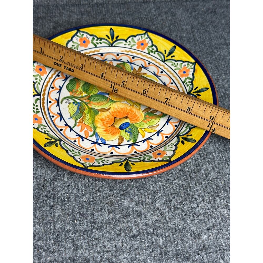 Vintage 1999 Polido & Filho Portugal terracotta plate floral hand painted rustic - Picture 8 of 9